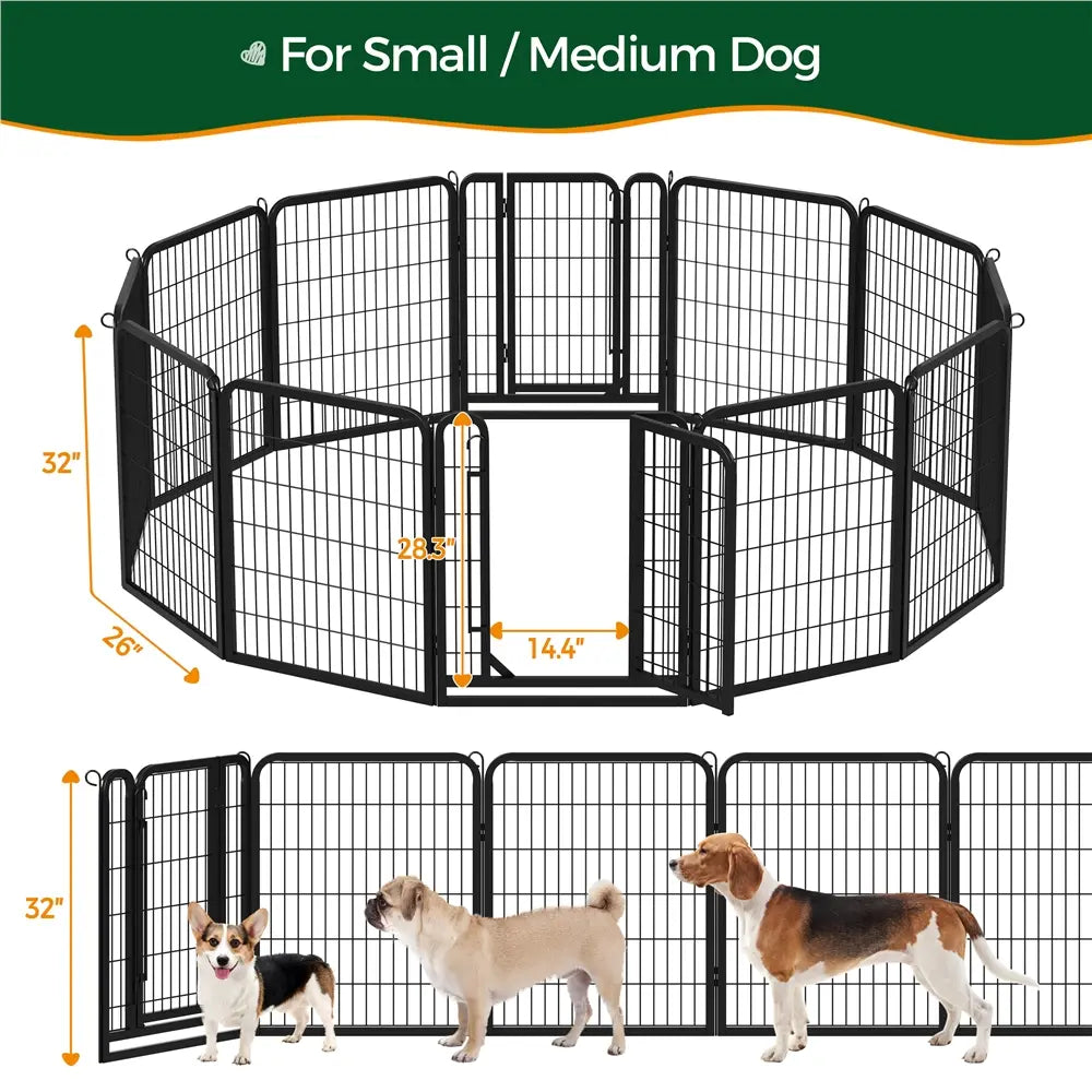 [Heavy Duty]  Dog Playpen6/8/12/16 Panels Metal Pet Playpen, OutdoorIndoor Dog Exercise Barrier Fence