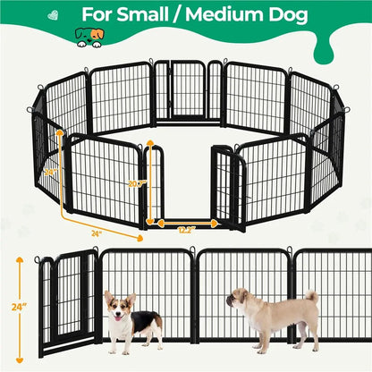 [Heavy Duty]  Dog Playpen6/8/12/16 Panels Metal Pet Playpen, OutdoorIndoor Dog Exercise Barrier Fence