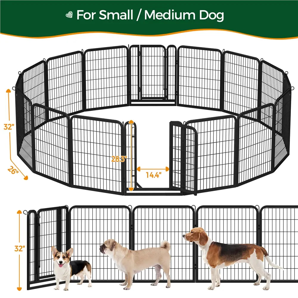 [Heavy Duty]  Dog Playpen6/8/12/16 Panels Metal Pet Playpen, OutdoorIndoor Dog Exercise Barrier Fence