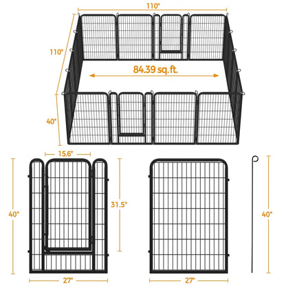[Heavy Duty]  Dog Playpen6/8/12/16 Panels Metal Pet Playpen, OutdoorIndoor Dog Exercise Barrier Fence