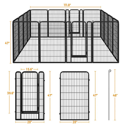 [Heavy Duty]  Dog Playpen6/8/12/16 Panels Metal Pet Playpen, OutdoorIndoor Dog Exercise Barrier Fence