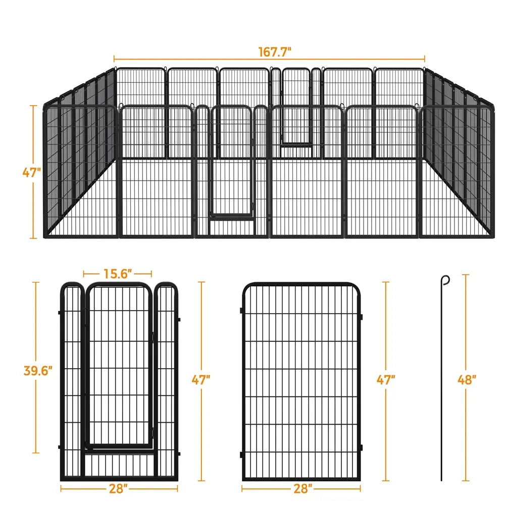 [Heavy Duty]  Dog Playpen6/8/12/16 Panels Metal Pet Playpen, OutdoorIndoor Dog Exercise Barrier Fence