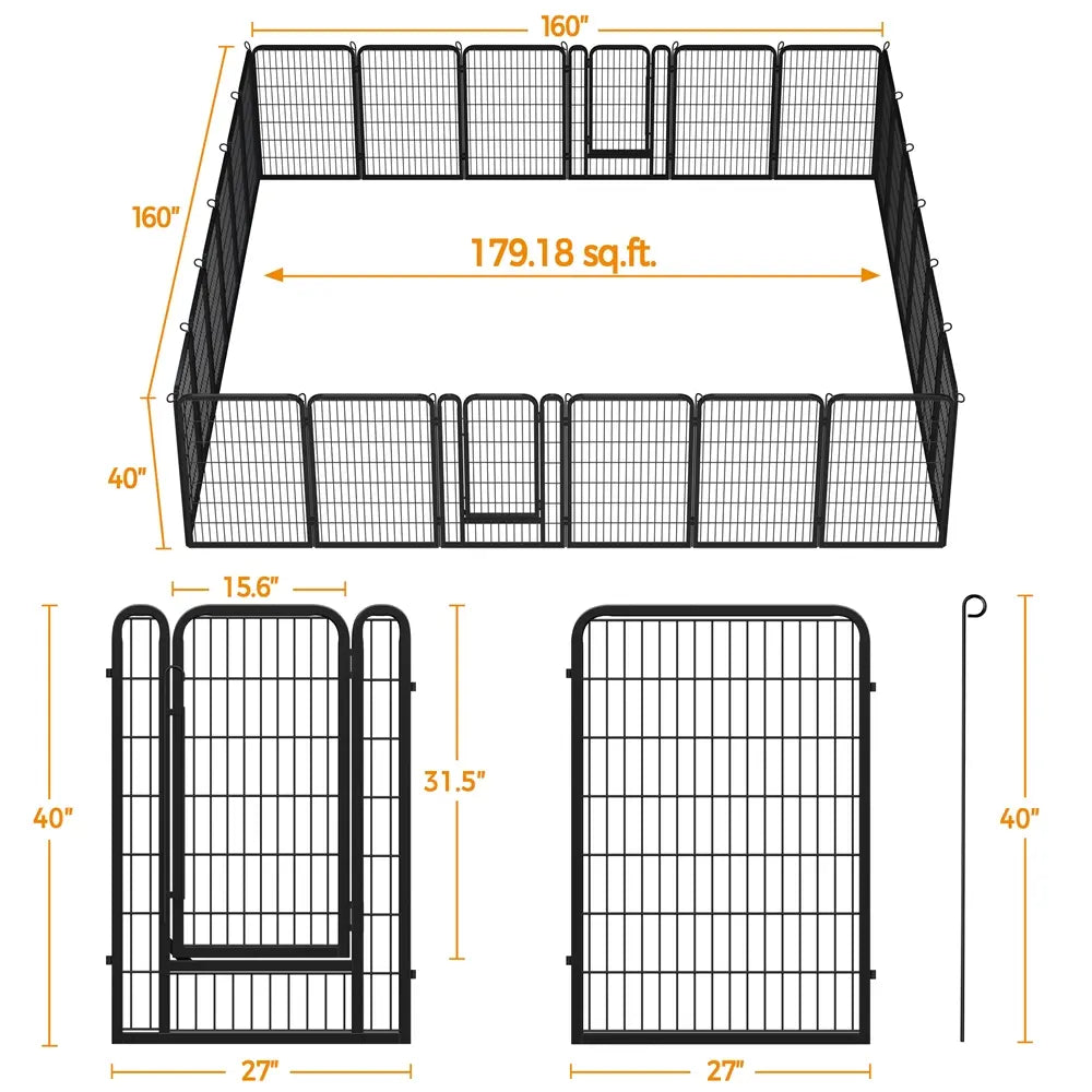 [Heavy Duty]  Dog Playpen6/8/12/16 Panels Metal Pet Playpen, OutdoorIndoor Dog Exercise Barrier Fence