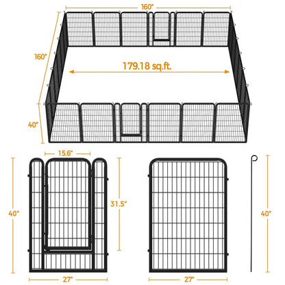 [Heavy Duty]  Dog Playpen6/8/12/16 Panels Metal Pet Playpen, OutdoorIndoor Dog Exercise Barrier Fence