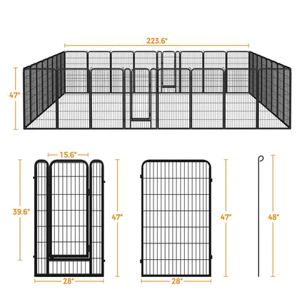 [Heavy Duty]  Dog Playpen6/8/12/16 Panels Metal Pet Playpen, OutdoorIndoor Dog Exercise Barrier Fence