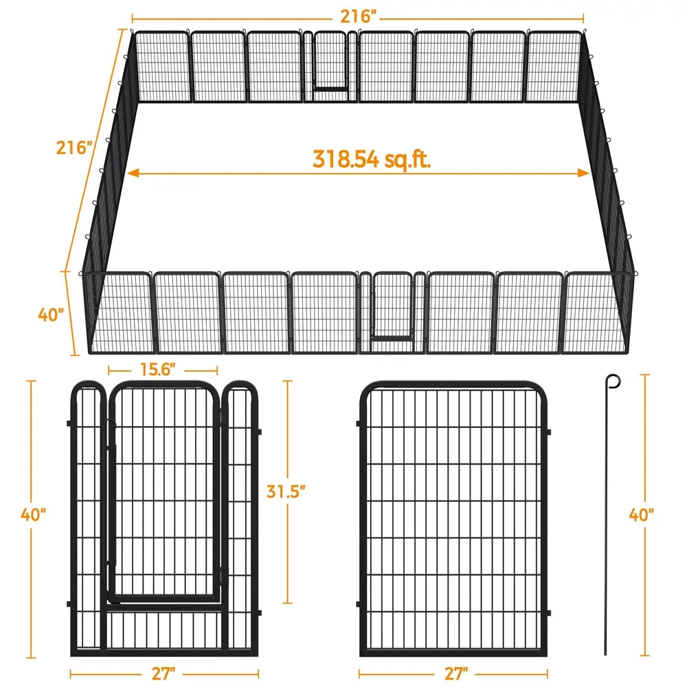 [Heavy Duty]  Dog Playpen6/8/12/16 Panels Metal Pet Playpen, OutdoorIndoor Dog Exercise Barrier Fence