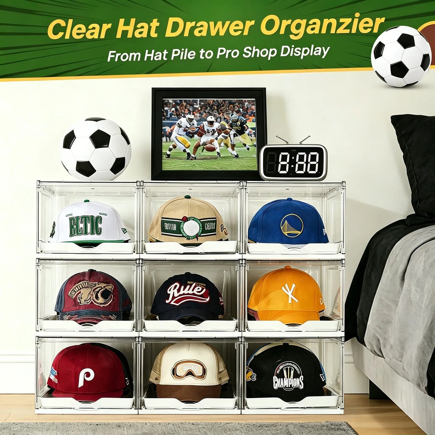 2-4 Pack Hat Organizer