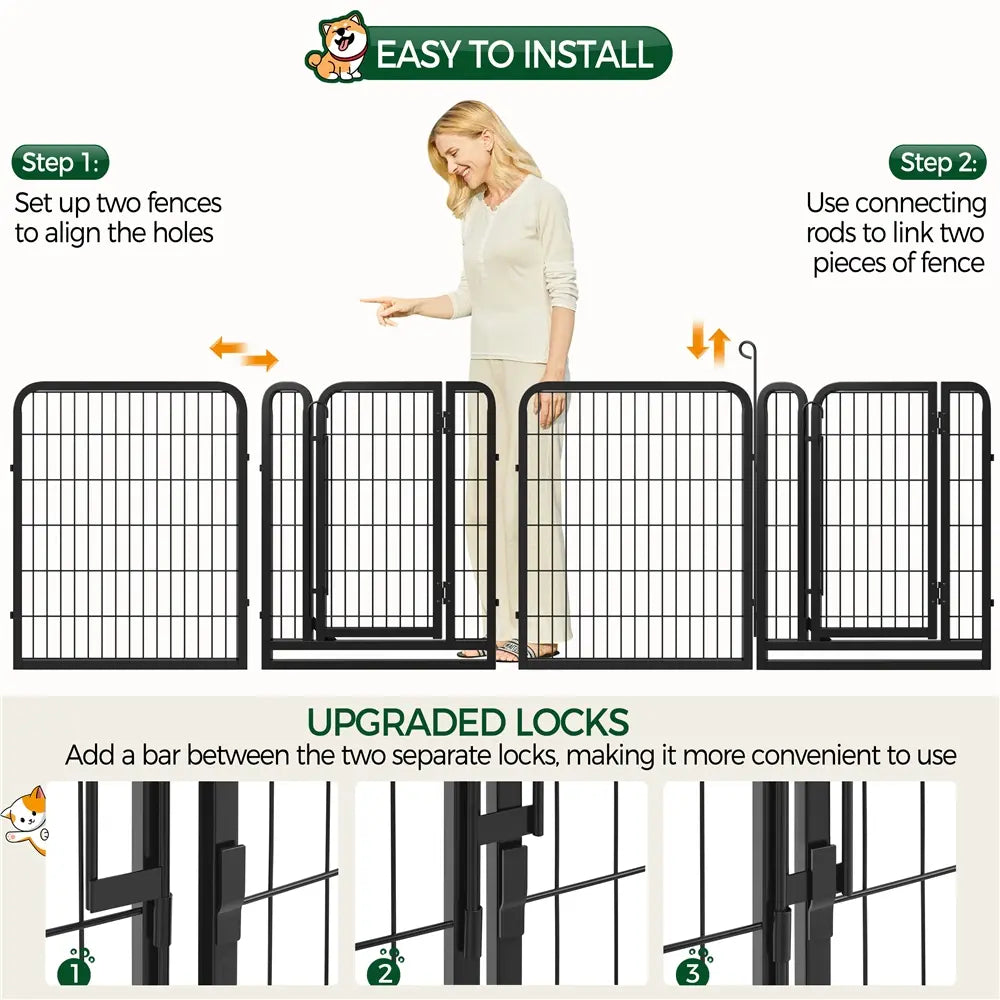 [Heavy Duty]  Dog Playpen6/8/12/16 Panels Metal Pet Playpen, OutdoorIndoor Dog Exercise Barrier Fence