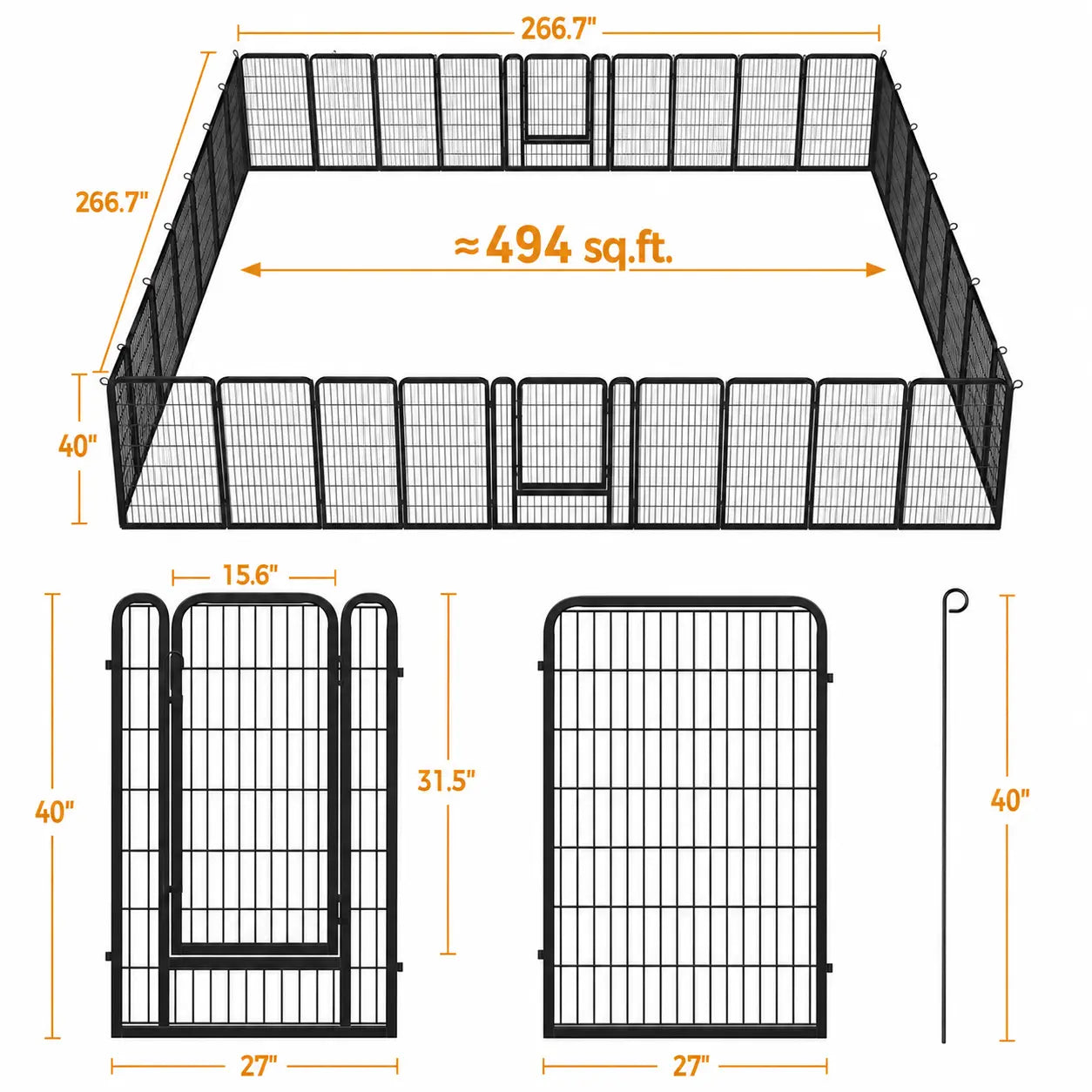 [Heavy Duty]  Dog Playpen6/8/12/16 Panels Metal Pet Playpen, OutdoorIndoor Dog Exercise Barrier Fence
