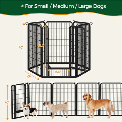 [Heavy Duty]  Dog Playpen6/8/12/16 Panels Metal Pet Playpen, OutdoorIndoor Dog Exercise Barrier Fence