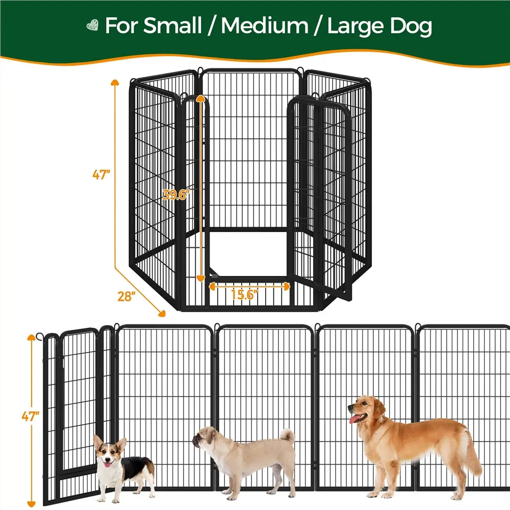 [Heavy Duty]  Dog Playpen6/8/12/16 Panels Metal Pet Playpen, OutdoorIndoor Dog Exercise Barrier Fence
