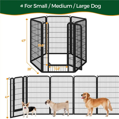 [Heavy Duty]  Dog Playpen6/8/12/16 Panels Metal Pet Playpen, OutdoorIndoor Dog Exercise Barrier Fence