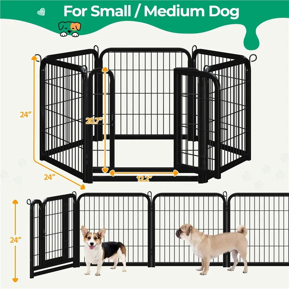 [Heavy Duty]  Dog Playpen6/8/12/16 Panels Metal Pet Playpen, OutdoorIndoor Dog Exercise Barrier Fence