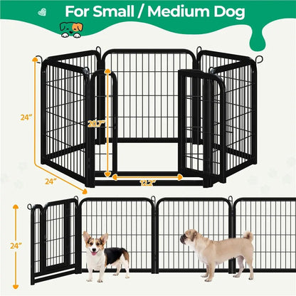 [Heavy Duty]  Dog Playpen6/8/12/16 Panels Metal Pet Playpen, OutdoorIndoor Dog Exercise Barrier Fence