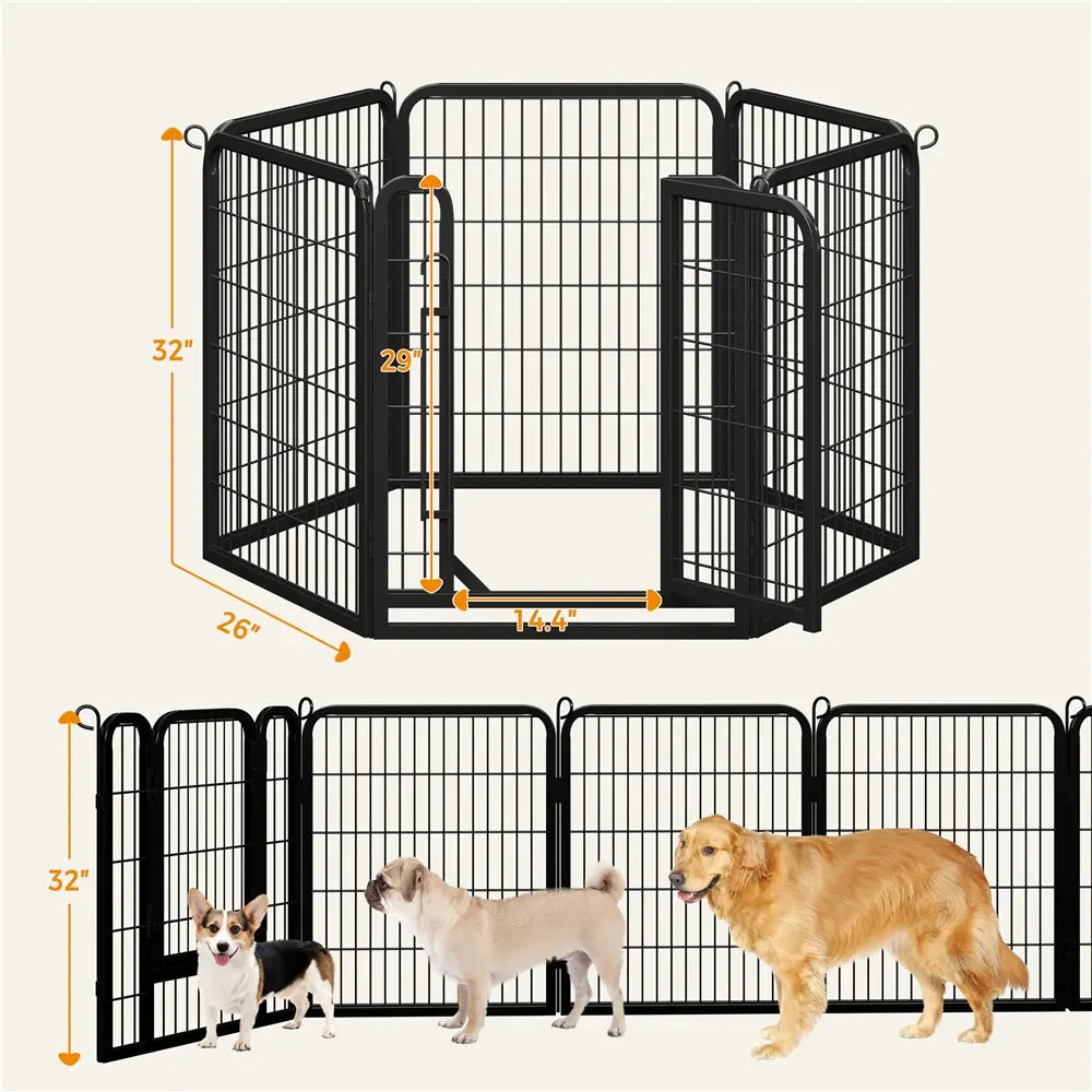 [Heavy Duty]  Dog Playpen6/8/12/16 Panels Metal Pet Playpen, OutdoorIndoor Dog Exercise Barrier Fence