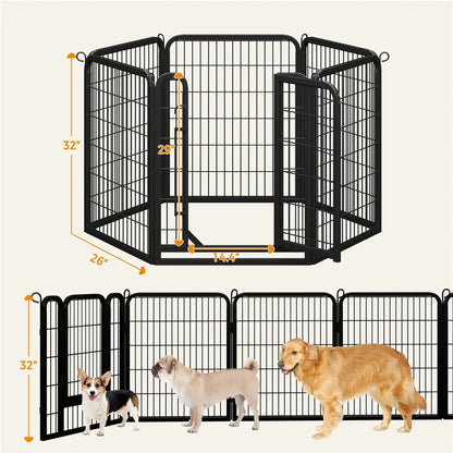 [Heavy Duty]  Dog Playpen6/8/12/16 Panels Metal Pet Playpen, OutdoorIndoor Dog Exercise Barrier Fence