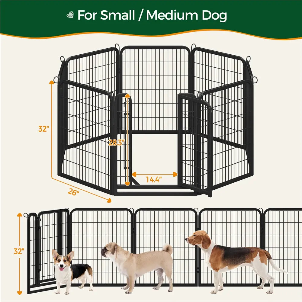 [Heavy Duty]  Dog Playpen6/8/12/16 Panels Metal Pet Playpen, OutdoorIndoor Dog Exercise Barrier Fence