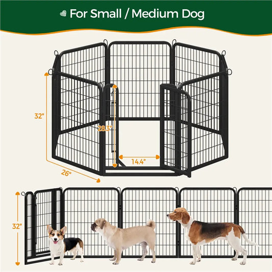 [Heavy Duty]  Dog Playpen6/8/12/16 Panels Metal Pet Playpen, OutdoorIndoor Dog Exercise Barrier Fence