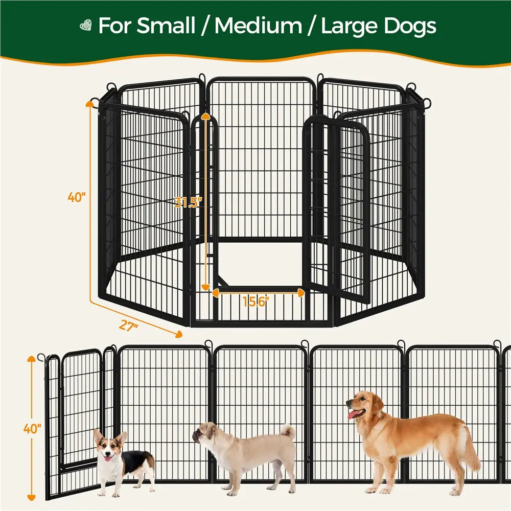 [Heavy Duty]  Dog Playpen6/8/12/16 Panels Metal Pet Playpen, OutdoorIndoor Dog Exercise Barrier Fence