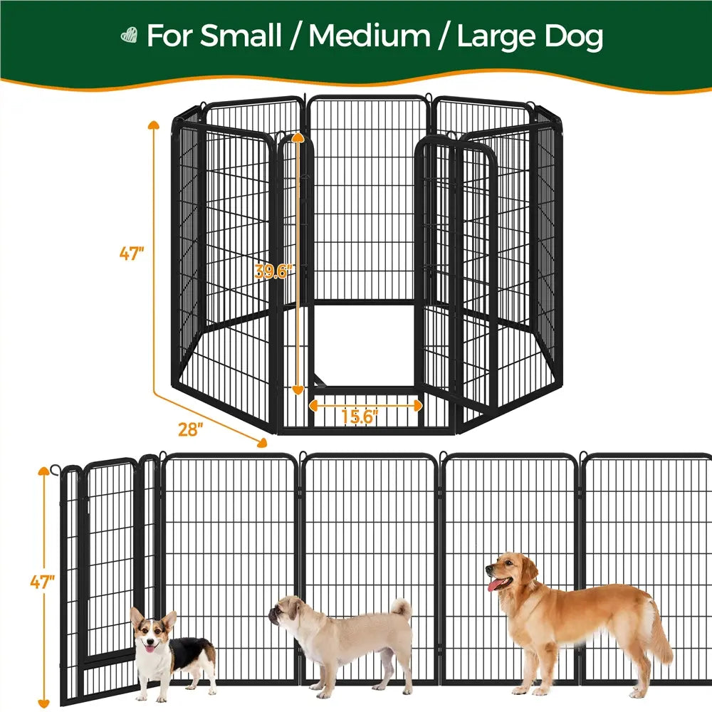 [Heavy Duty]  Dog Playpen6/8/12/16 Panels Metal Pet Playpen, OutdoorIndoor Dog Exercise Barrier Fence
