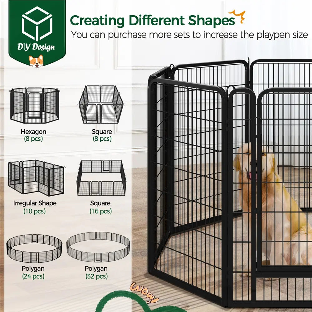 [Heavy Duty]  Dog Playpen6/8/12/16 Panels Metal Pet Playpen, OutdoorIndoor Dog Exercise Barrier Fence