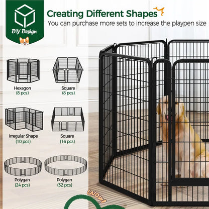 [Heavy Duty]  Dog Playpen6/8/12/16 Panels Metal Pet Playpen, OutdoorIndoor Dog Exercise Barrier Fence