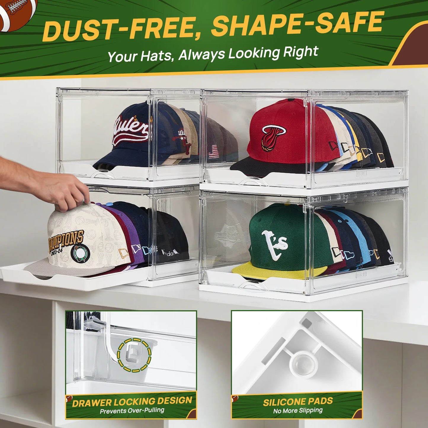 2-4 Pack Hat Organizer