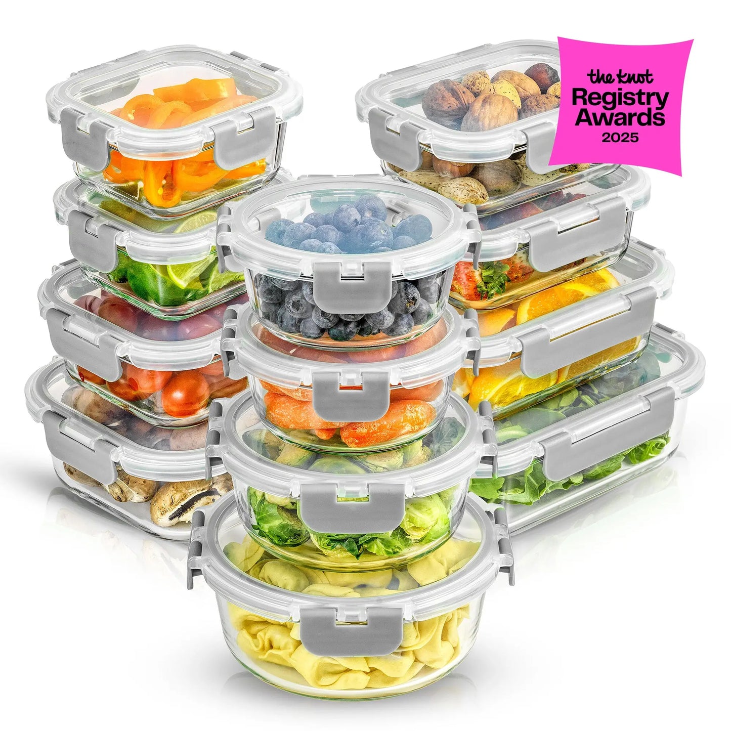 12-Piece Glass Meal PrepContainers with AirtightLocking Lids - BPA-FreeBorosilicate Food StorageContainers, Leakproof,Stackable, Microwave,Oven, Freezer &Dishwasher Safe